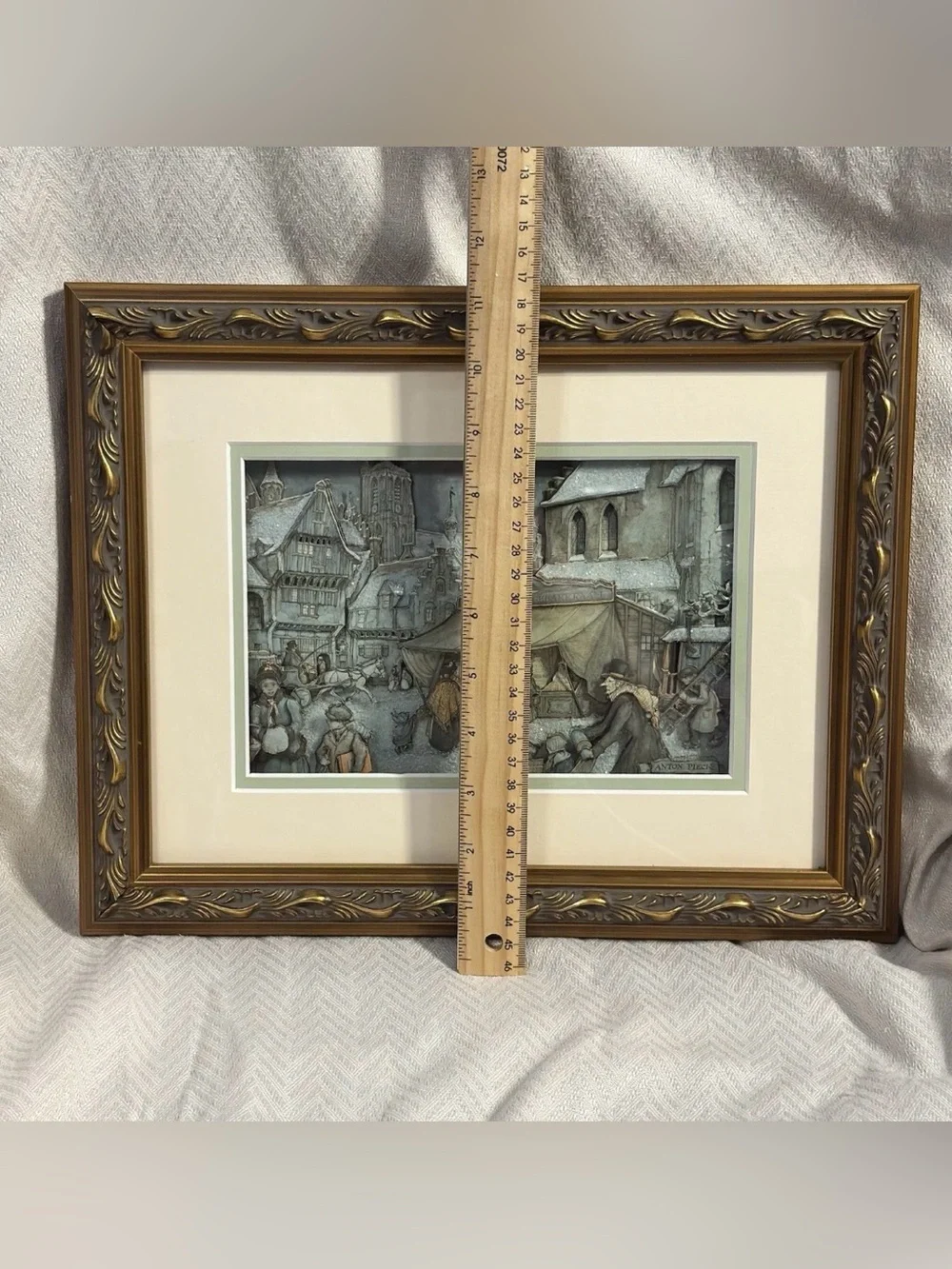 VTG Anton Pieck Die Cut 3D Shadow Box Victorian~Apotheek~Matted Paper Tole